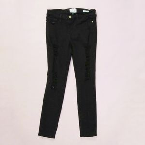 Frame Jeans Womens 29 Le Skinny de Jeanne Distressed Film Noir Black